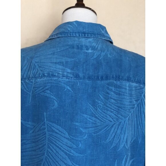 Nancy Bolen Womens Textured Blue Silk Button Down shirt Size M - Picture 7 of 12